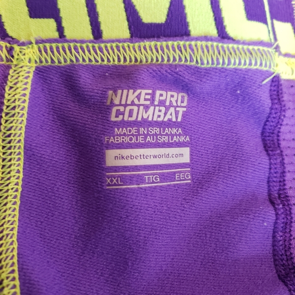 Nike Pro Combat HYPERWARM Purple and Green Leggings - Picture 2 of 8